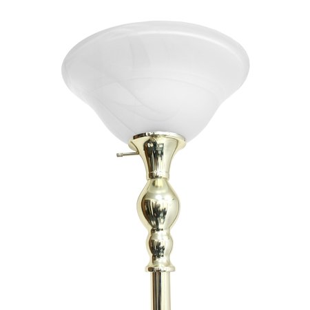 Elegant Designs 1 Light Floor Lamp with Marbleized White Glass Shade, Gold LF2001-GLD